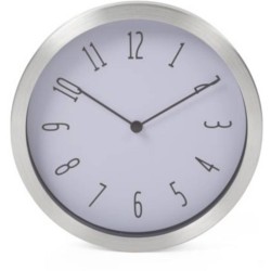 Perel wandklok 20 cm aluminium zilver/wit