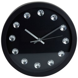 Wandklok - met diamanten - zwart - 30 cm - voor kamer/keuken - Wandklokken