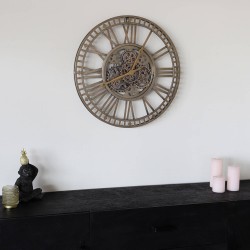Industriële wandklok Gill goud muur klok romeinse cijfers muurdecoratie