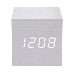 Luxe Digitale Wekker - Slaapkamer - Houtlook - Klokje Staand - Lichtgrijs