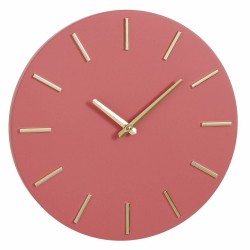 Wandklok/muur klok - roze/goud - kunststof - Dia 50 cm - 1x AA-batterij - Wandklokken