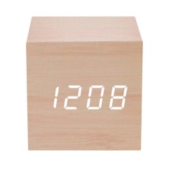 Luxe Digitale Wekker - Slaapkamer - Houtlook - Klokje Staand - Lichtbruin