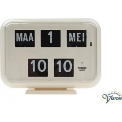 Tafelklok, wandklok Twemco QD-35 digitaal met kalender aanduiding - wit