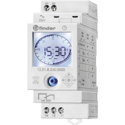 Finder 12.51.8.230.0000 Schakelklok voor DIN-rails 230 V/AC 1x wisselcontact 16 A 250 V/AC Dagprogramma, Weekprogramma