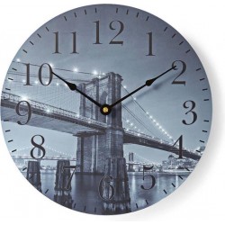 Nedis Ronde wandklok Diameter 30 cm Brooklyn Bridge-afbeelding