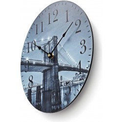 Nedis Ronde wandklok Diameter 30 cm Brooklyn Bridge-afbeelding