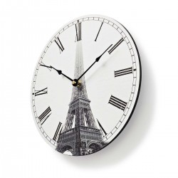 Nedis Ronde wandklok Diameter 30 cm Eiffeltoren-afbeelding