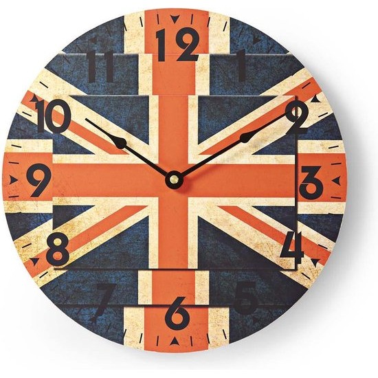 Nedis Ronde wandklok Diameter 30 cm Union Jack-afbeelding
